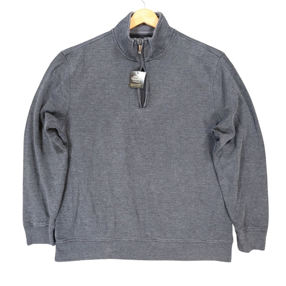 Van Heusen Pullover Mens XL Gray Excellent Quarter Zip Flex Classic Fit